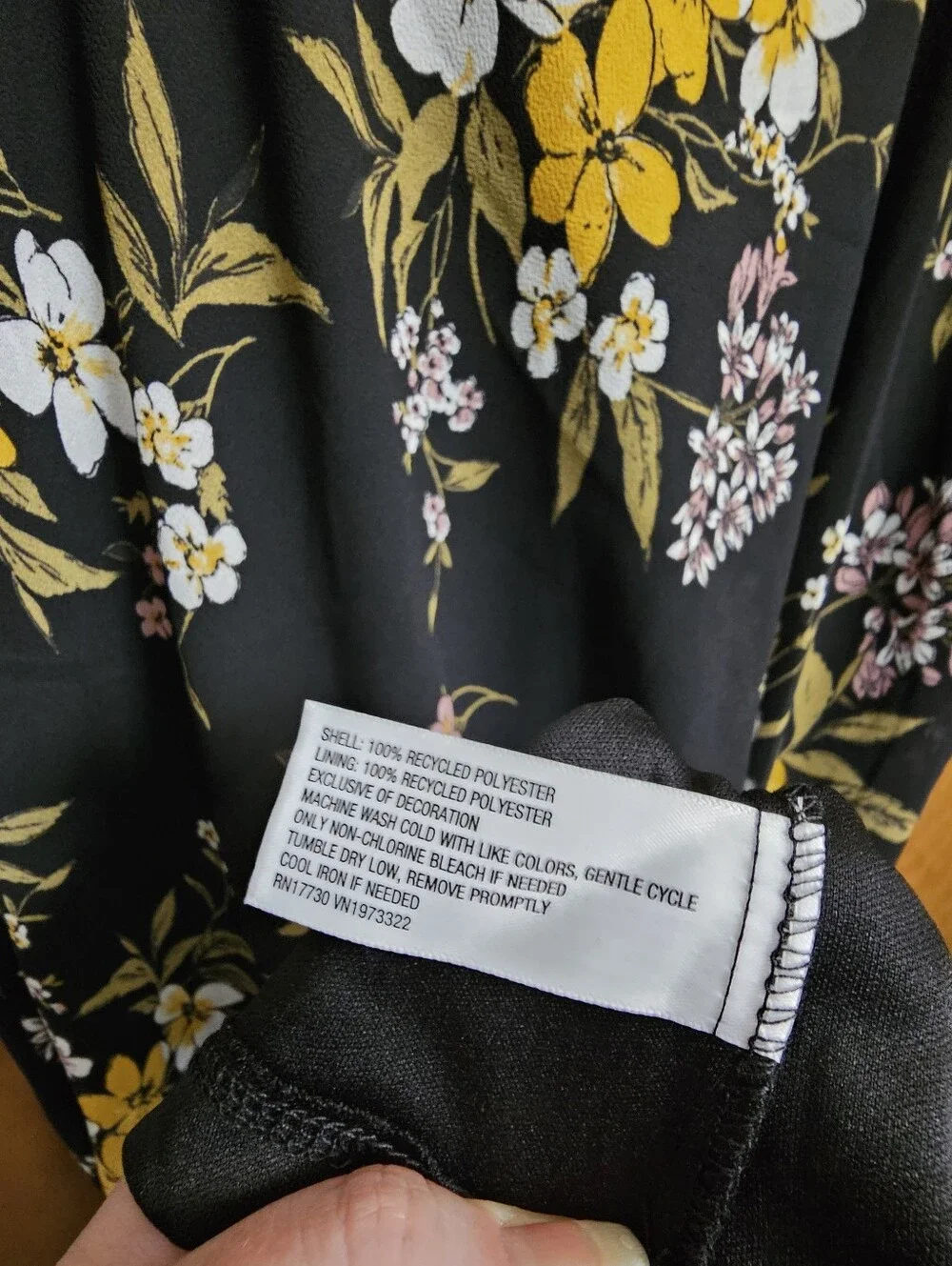 Wild Fable black floral print maxi tie up dress lace trim womens large new NWT - Picture 9 of 12